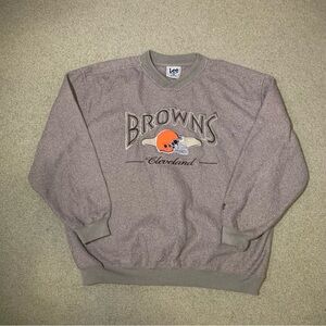Vintage 90s Lee Sport Cleveland Browns Embroidered Brown Sweatshirt Mens Size XL